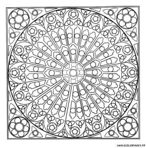 Rosace Notre Dame De Paris Coloriage Coloriage Mandala Rosace Vitraux De Cathédrale Art