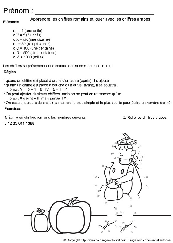 384 Coloriages D Halloween Gratuits Coloriage Educatif Chiffres Romains écrire Les Chiffres