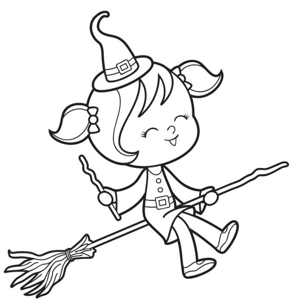 Balai De sorcière Coloriage Coloriage à Imprimer Petite sorcière Sur son Balai
