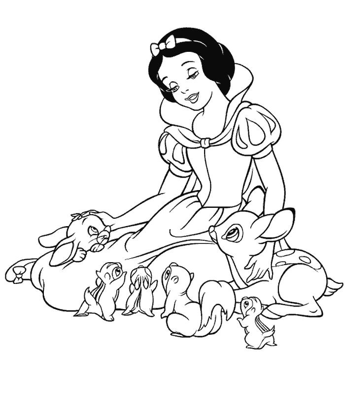 Blanche Neige Coloriage A Imprimer Coloriage A Imprimer Blanche Neige Et Les Animaux Gratuit