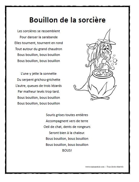 Cahier De Coloriage à Imprimer Maternelle Pdf Chanson Bouillon De La sorci¨re   Imprimer En Pdf