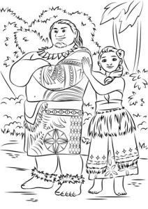 Cahier De Coloriage Vaiana Tui and Sina From Moana Coloring Page