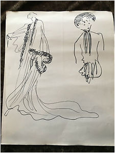 Cahier De Coloriage Yves Saint Laurent Yves Saint Laurent Dessin original Croquis De Deux Robes