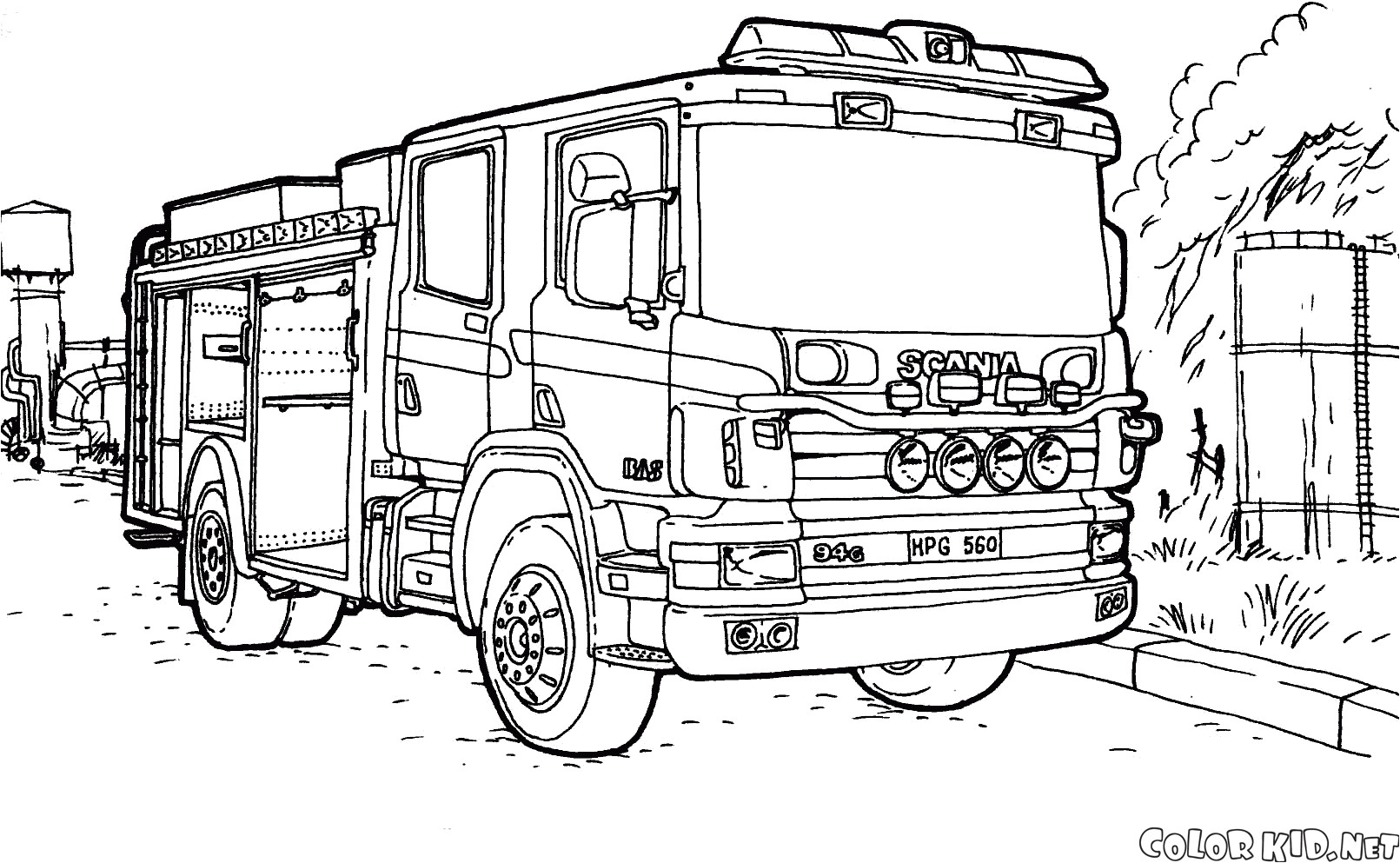 Camion De Pompier Coloriage A Imprimer Dessin Camion De Pompier En Couleur