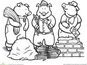 Coloriage 3 Petits Cochons Color the Three Little Pigs