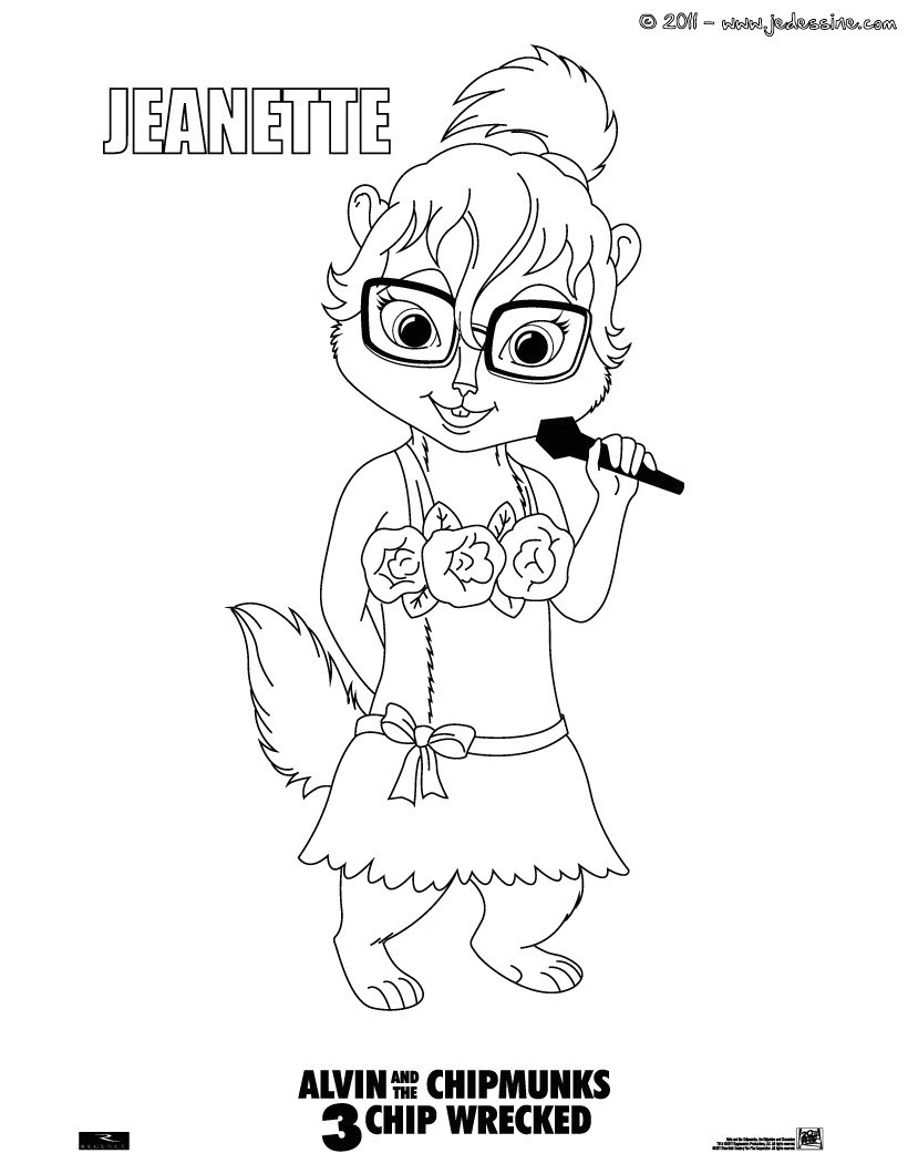 Coloriage A Imprimer Alvin Et Les Chipmunks 3 Coloriages Coloriage Jeanette Fr Hellokids