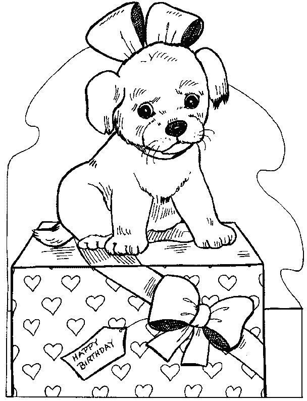 Coloriage A Imprimer Chien Gratuit Coloriage Chien Sur Un Cadeau Dessin Gratuit à Imprimer
