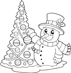 Coloriage A Imprimer De Bonhomme De Neige Sapin De Noel Dessin Gg33