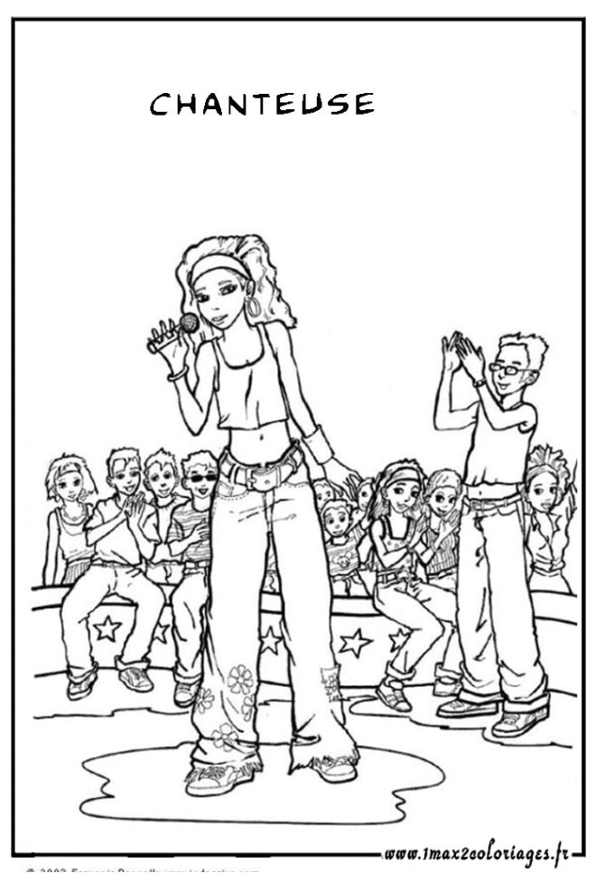 Coloriage A Imprimer De Chanteuse Coloriage Une Chanteuse Sur Scène Dessin Gratuit à Imprimer