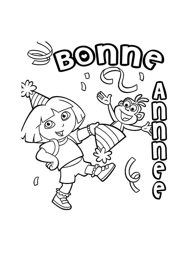 Coloriage A Imprimer Dora Et Babouche Dessins De Bonne Année Az Coloriage