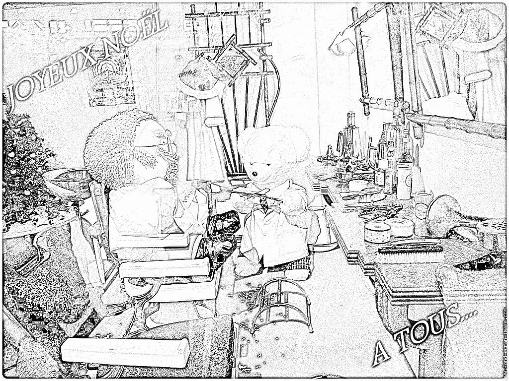 Coloriage A Imprimer Gratuit De Pere Noel Coloriage Pere Noel Chez Le Barbier   Imprimer Pour Les