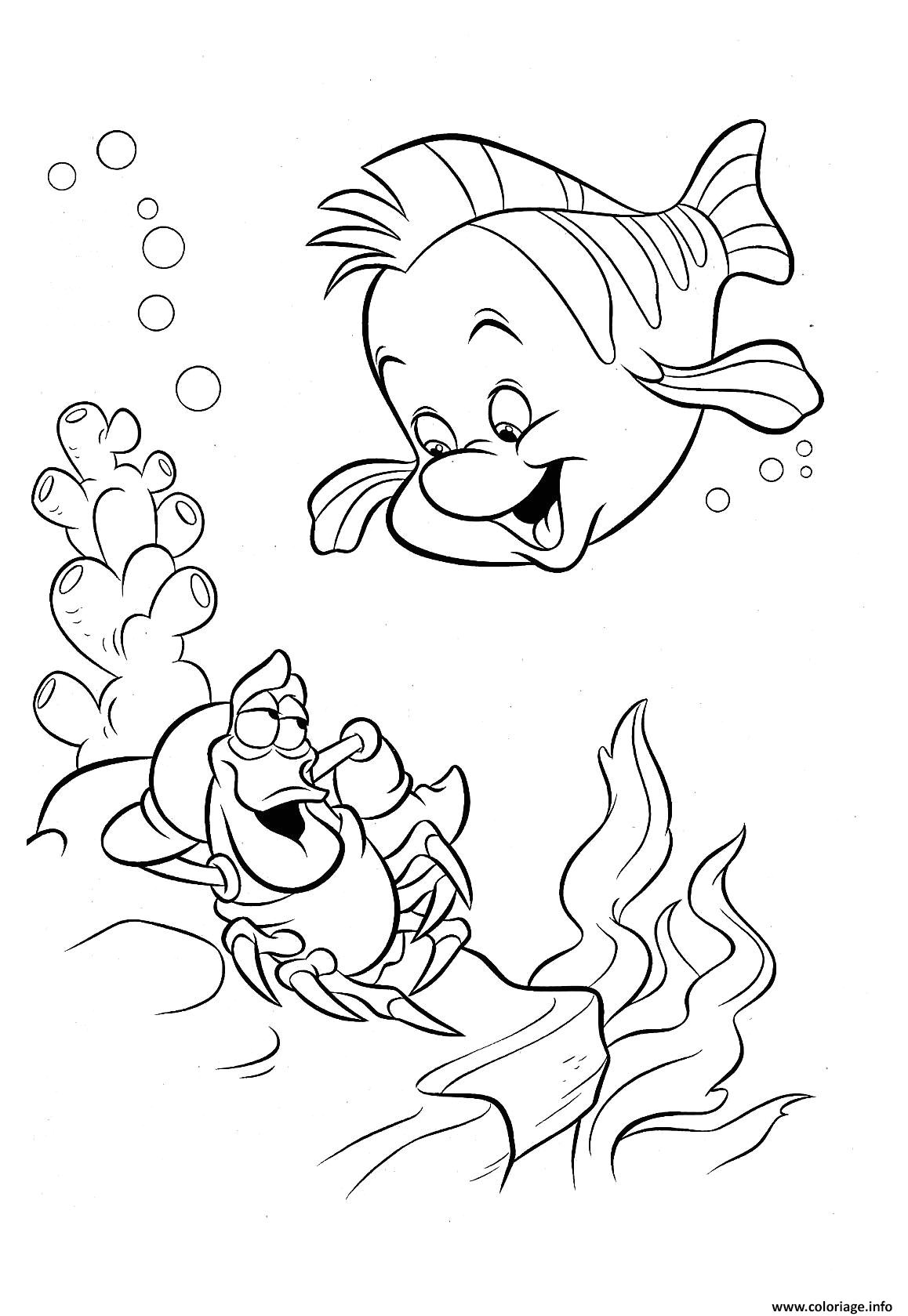 Coloriage A Imprimer La Petite Sirene Coloriage Les Amis De Ariel La Petite Sirene Jecolorie