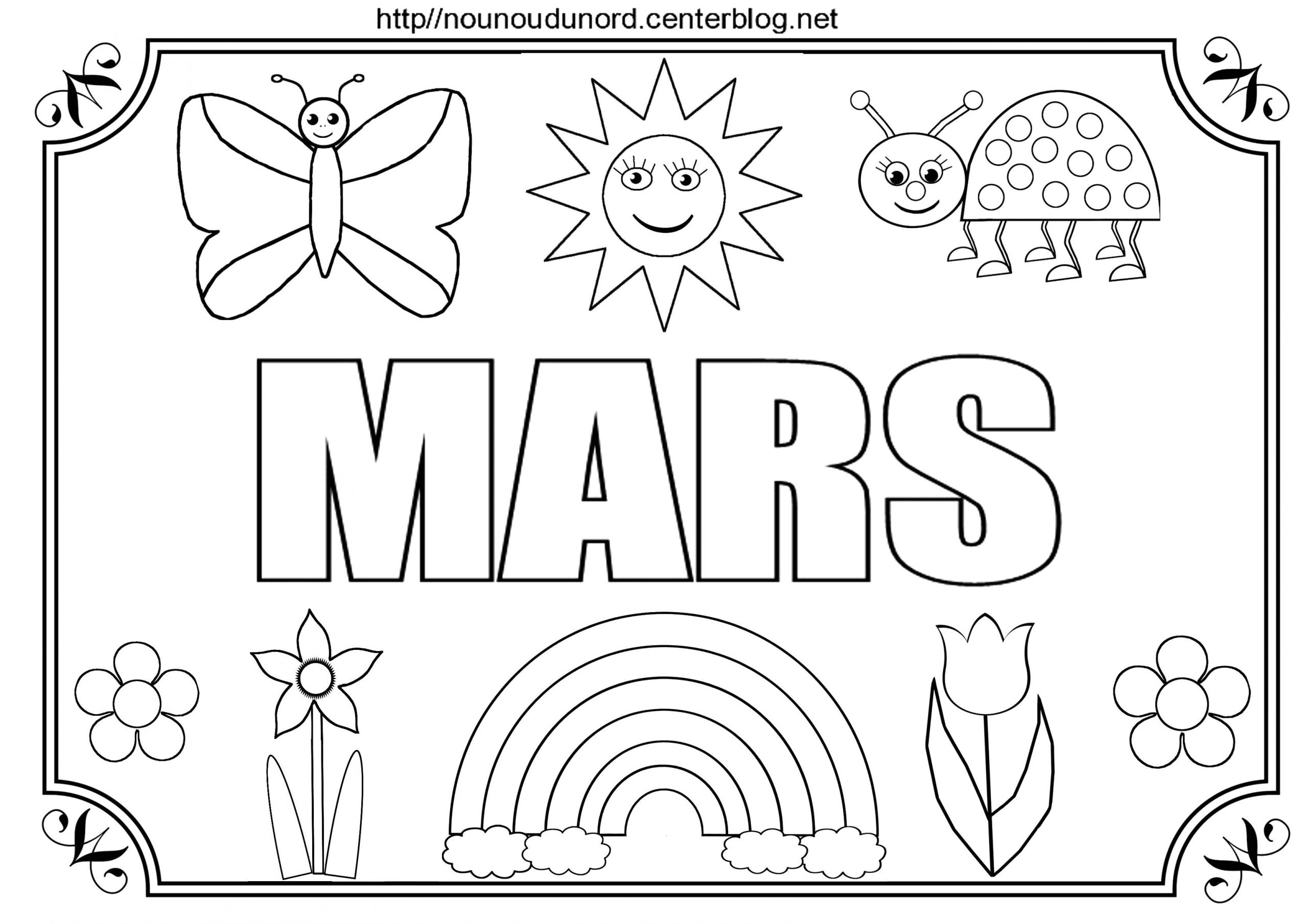Coloriage à Imprimer Mois De Mars   Colorier
