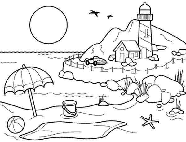 Coloriage A Imprimer Paysage Nature Landscapes Beach Landscapes with Lighthouse Coloring Pages