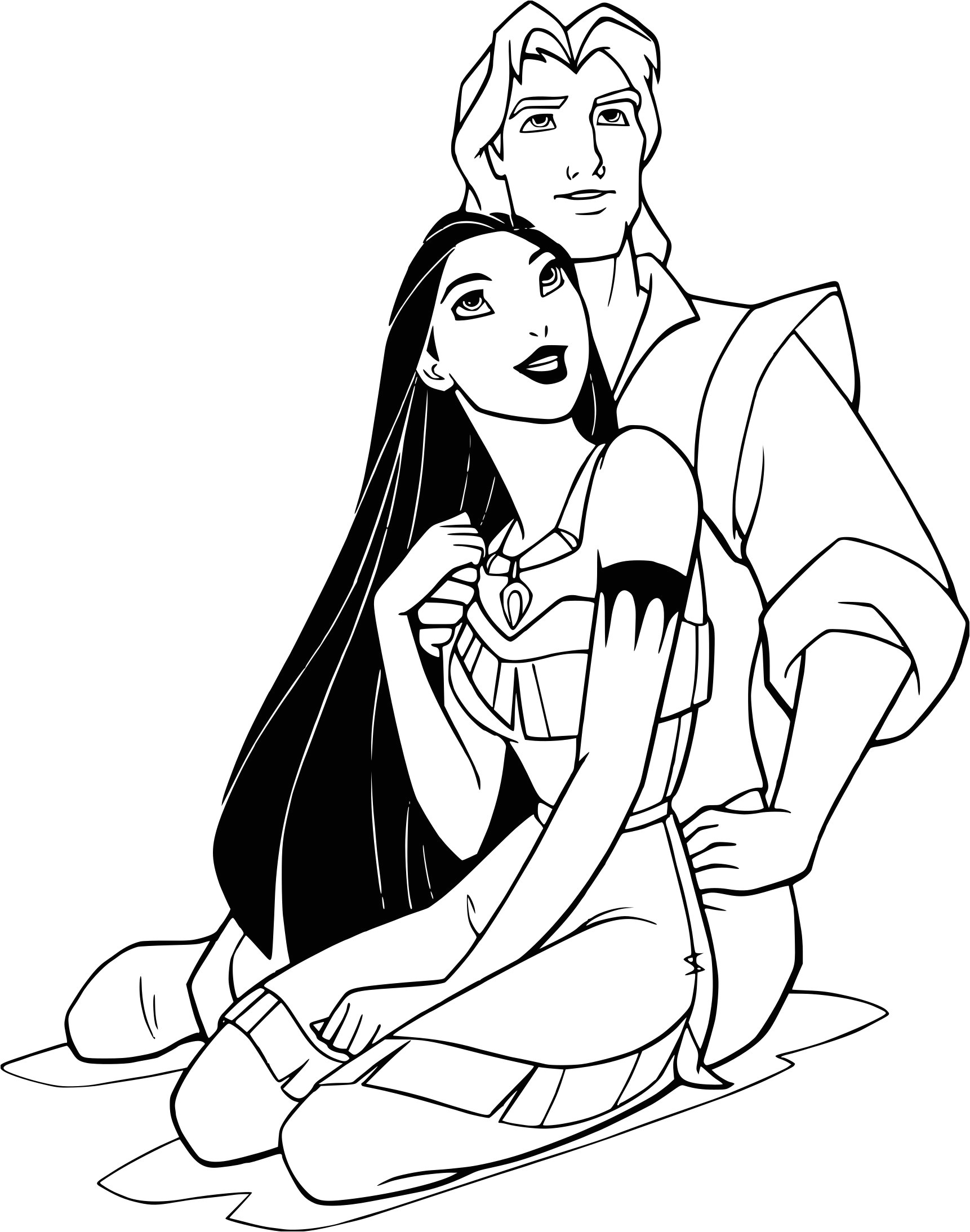 Coloriage à Imprimer Pocahontas Coloriage Pocahontas Et John Smith à Imprimer