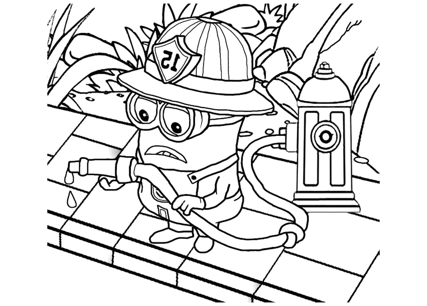Coloriage à Imprimer Pompier Coloriage Minion Pompier à Imprimer