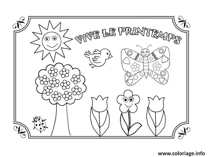 Coloriage à Imprimer Sur Le Printemps Coloriage Vive Le Printemps Maternelle Dessin