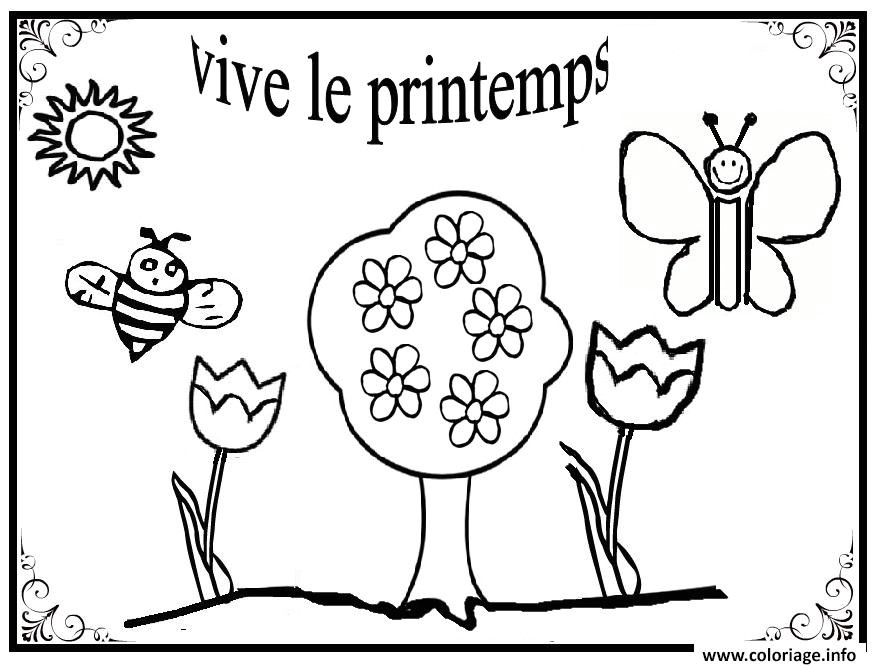 Coloriage à Imprimer Sur Le Printemps Coloriage Vive Le Printemps Maternelle Simple Dessin