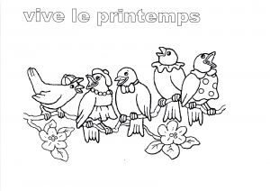 Coloriage à Imprimer Sur Le Printemps Coloriage Vive Le Printemps Oiseau