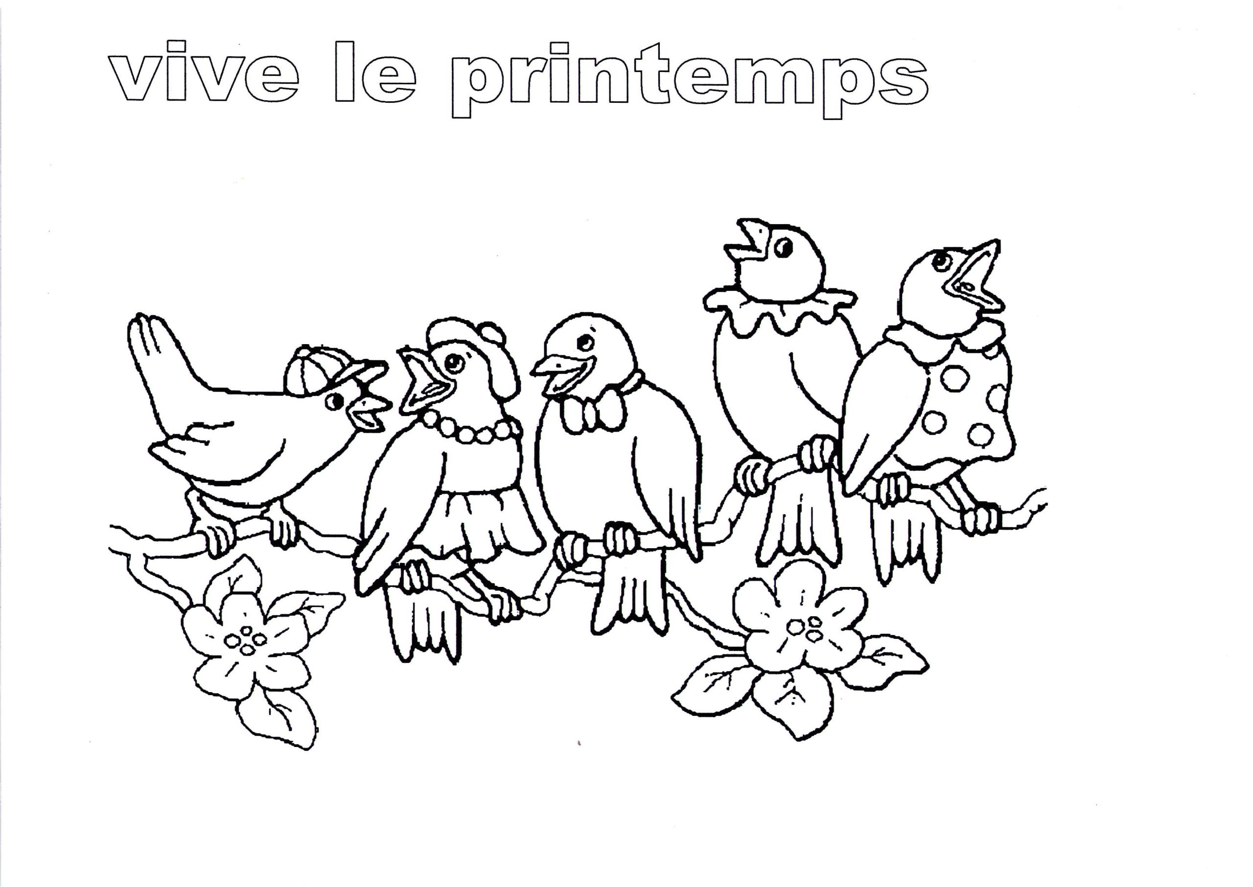 Coloriage à Imprimer Sur Le Printemps Coloriage Vive Le Printemps Oiseau