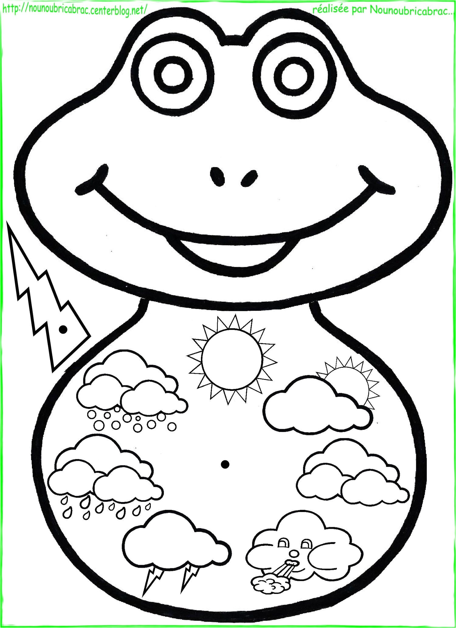 Coloriage à La Maternelle Grenouille Météo Grand format à Colorier Et à Faire