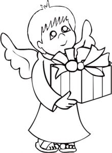 Coloriage Ange De Noel A Imprimer Coloriage Enfant Coloriage Ange De Noel Au Paquet
