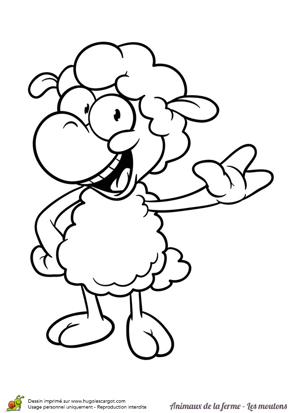 Coloriage Animaux De Ferme Un Mouton Rigolo   Colorier