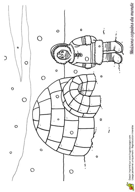 Coloriage Animaux Polaires Imprimer Coloriage Dessin Igloo Et Esquimau