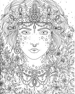 Coloriage Anniversaire Pour Adulte Coloriage Adulte Princesse Fleurs Dessin 3371 Coloriage