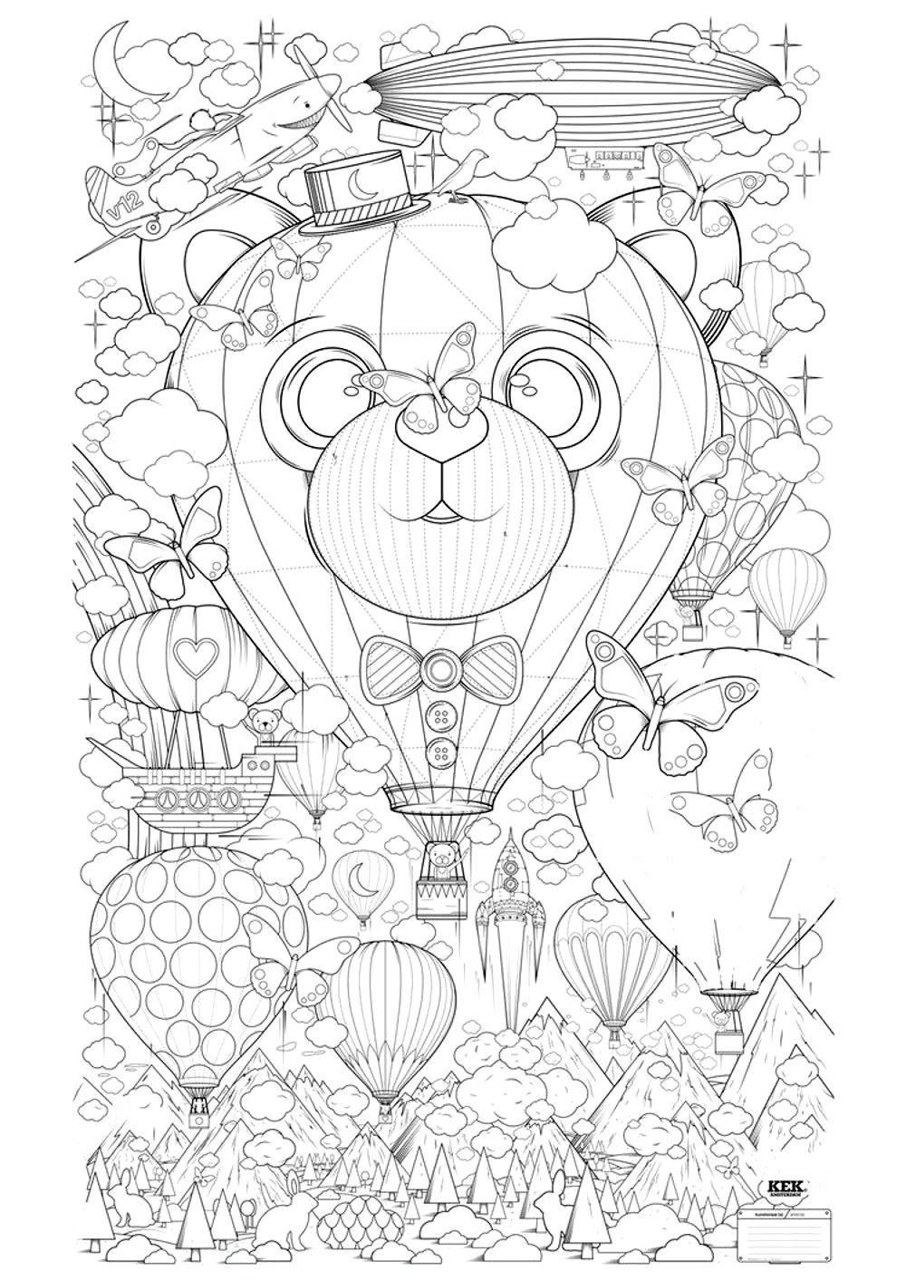 Coloriage Anti Stress Zen Free Coloring Page Coloriage Adulte Montgolfiere Zen Anti