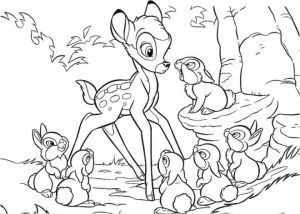 Coloriage Bambi Gratuit à Imprimer Coloriage Bambi Avec Les Petits Lapins Dessin Gratuit à