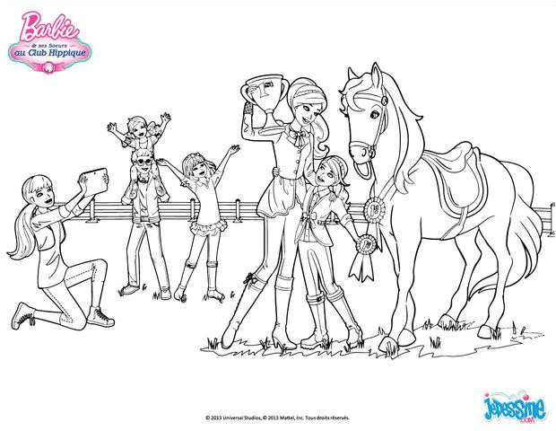 Coloriage Barbie Club Hippique Coloriages La Remise De La Coupe Fr Hellokids