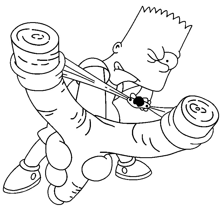 Coloriage Bart Simpson A Imprimer Coloriage A Imprimer Bart Simpson Joue Au Lance Pierre