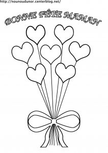 Coloriage Bonne Fete Maman Coeur Coloriage Bouquet De Coeur Bonne Fête Maman