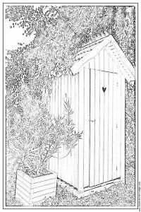 Coloriage Cabane De Jardin Coloriage Un Charmant Petite Coin La Cabane Au Fond Du