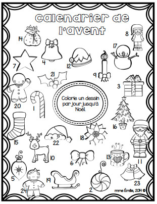 Coloriage Calendrier De L Avent French Advent Calendar Free Coloriage Du Calendrier De L
