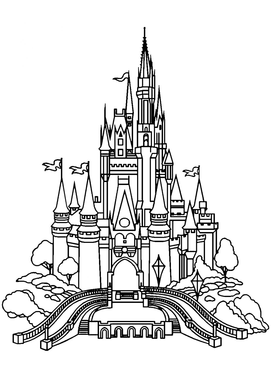 Coloriage Chateau De Disney Chateau Disneyland Retour En Enfance