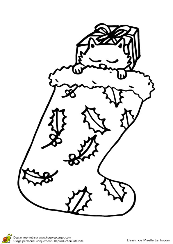 Coloriage Chaussette De Noel Dessin De No L Facile   Reproduire