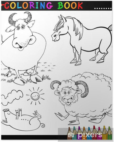 Coloriage Cheval De Mer Poster Animaux De La Ferme Pour Livre De Coloriage Ou La Page