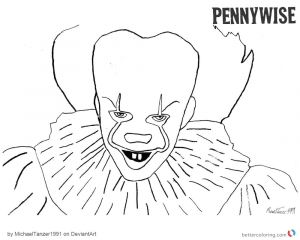 Coloriage Clown Tueur Halloween Pennywise Coloring Pages 2017 Sketch Free Printable