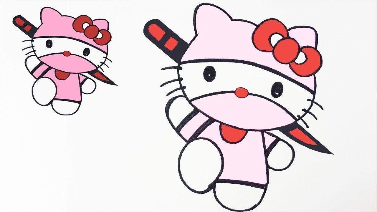 Coloriage Coeur Hello Kitty How to Draw Hello Kitty Ninja Version Easy Step by Step