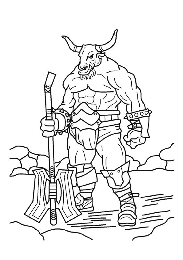 Coloriage Corbeau A Imprimer Dessin   Colorier De Minotaure Le Mi Homme Mi Taureau Avec