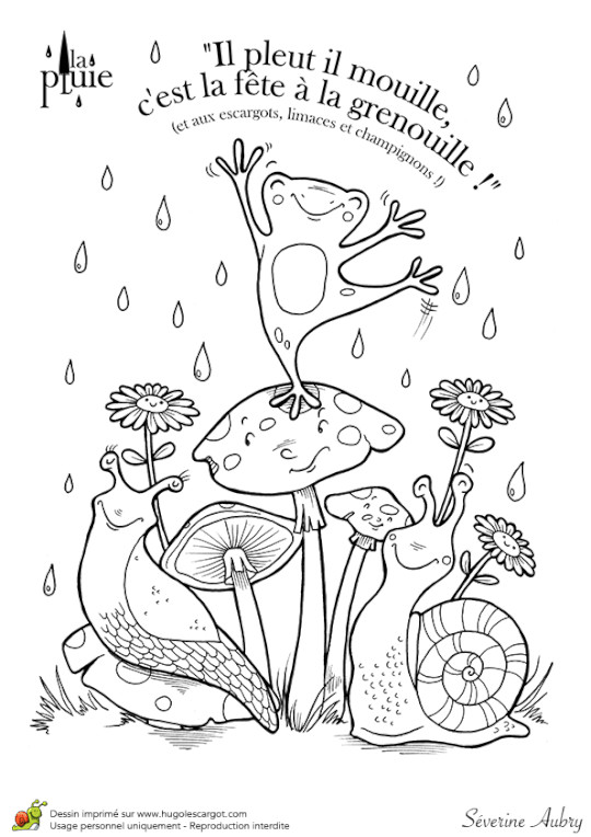 Coloriage Corbeau Renard Imprimer Coloriage D Un Groupe De Petites Bestioles sous La Pluie