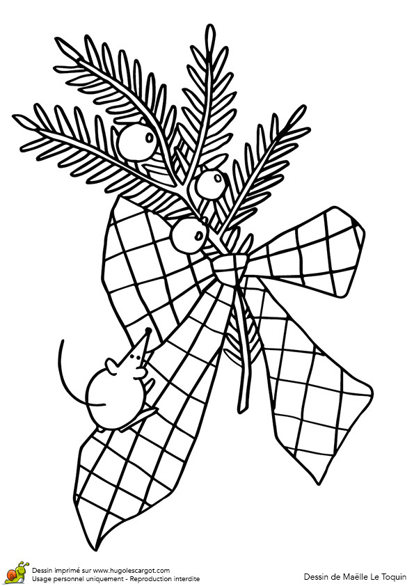Coloriage Couronne De Noel Coloriage D Une Petite souris Sur Une Décoration De No L