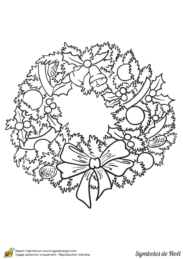 Coloriage Couronne De Noel Dessin De No L Facile   Reproduire