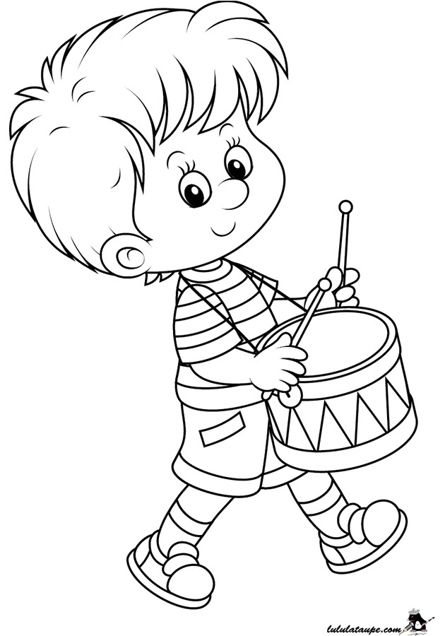 Coloriage D Enfant Qui Joue Coloriage Un Garçon Qui Joue Du Tambour Lulu La Taupe