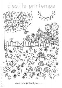 Coloriage D Un Jardin Printemps " Dans Mon Jardin Il Y A "