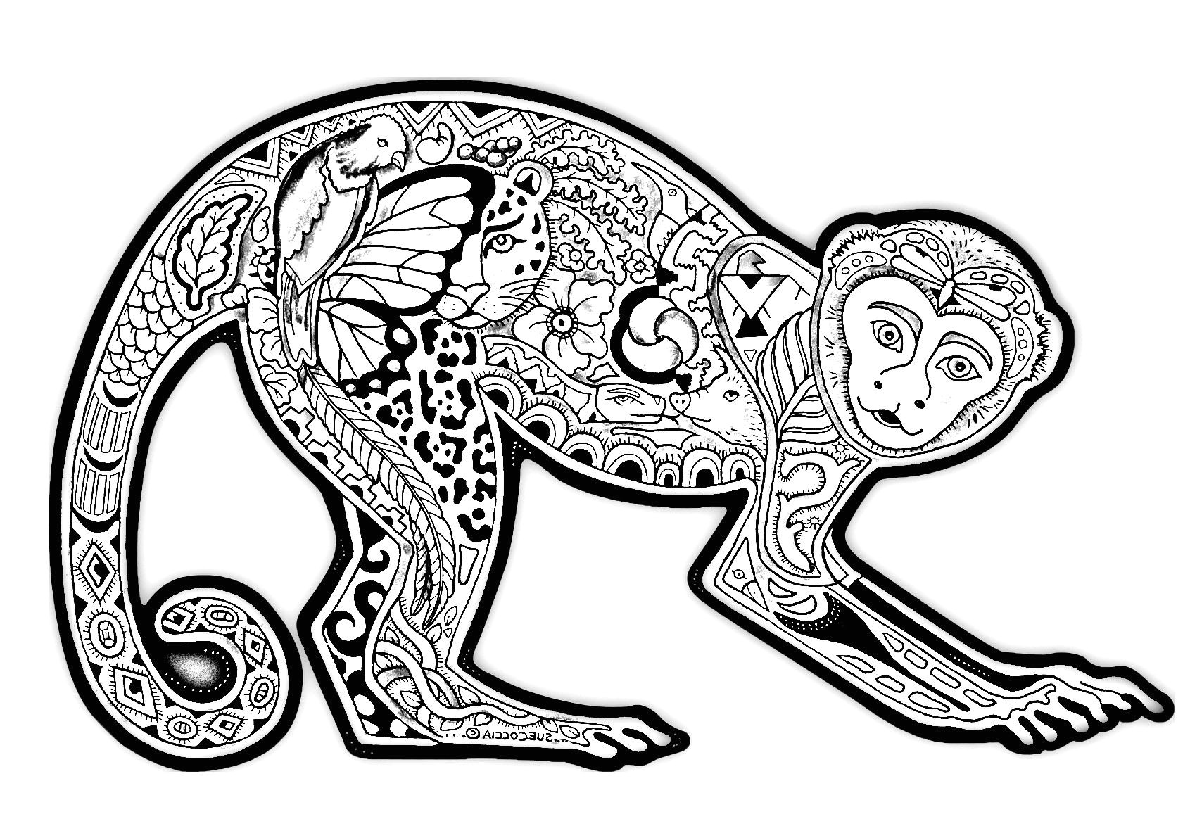 Coloriage D Un Singe Free Coloring Page Coloring Difficult Monkey A Coloring