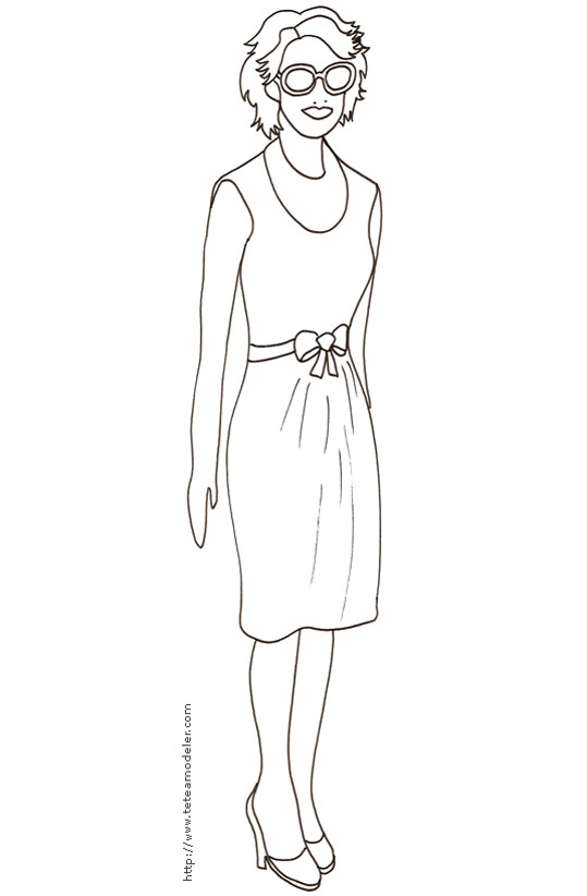Coloriage D Une Femme Coloriage Du top Model Aux Cheveux Courts Et Lunettes De