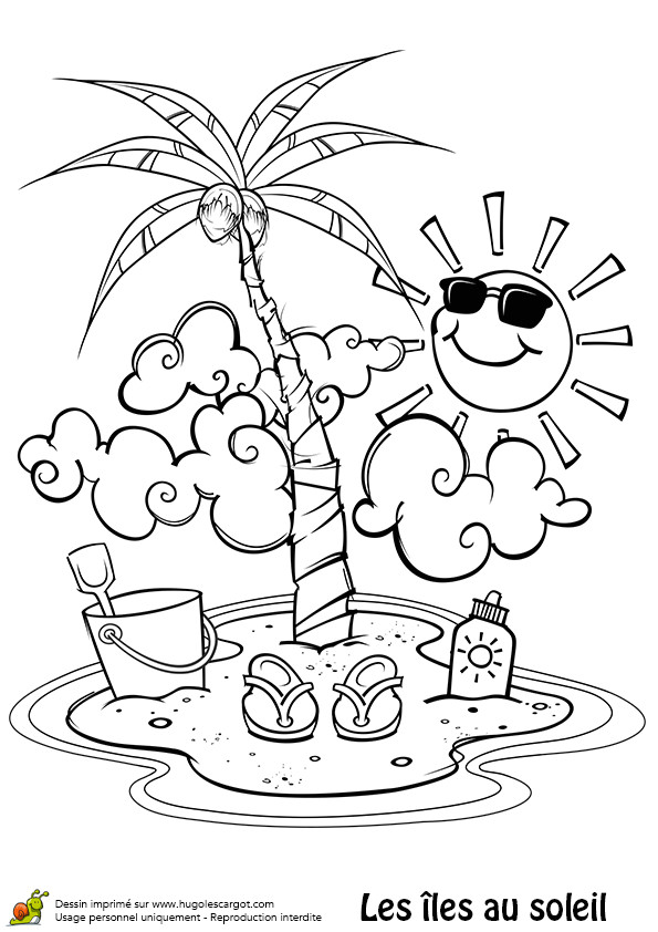 Coloriage D Une Ile Coloriage D’une Petite île Avec Un Palmier Un Seau Des